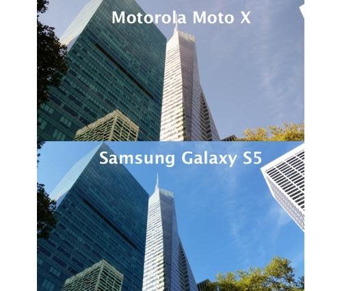 Comparison of photos taken with the Moto X and Samsung Galaxy S5