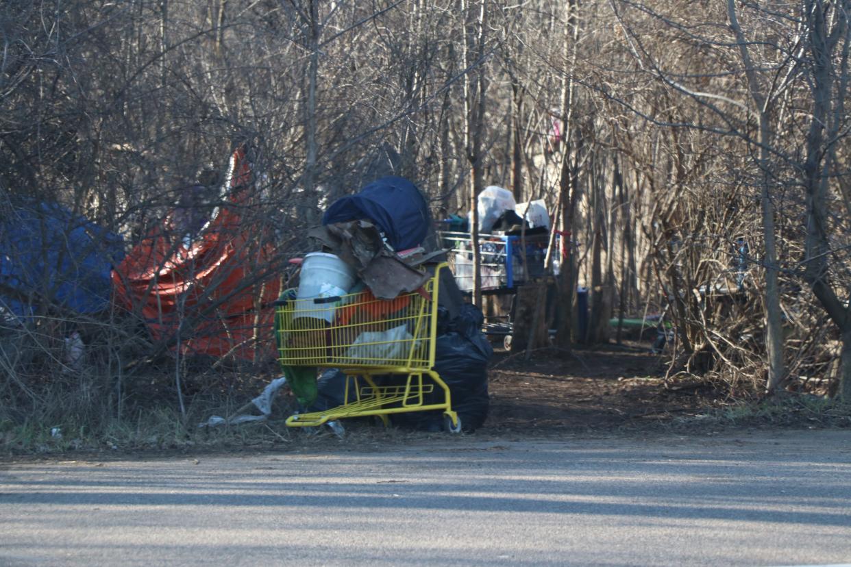 This homeless encampment behind Taco Bell in Sturgis Township was recently cleaned out after the owners, Regency Properties, requested law enforcement assistance in evicting the people setting up tents and piling the lot with garbage.