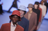 Models wear creations for the Paul Smith Mens Fall/Winter 2020-2021 fashion collection presented in Paris, Sunday Jan. 19, 2020. (AP Photo/Francois Mori)