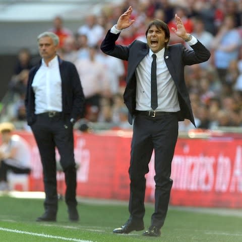 conte and mourinho - Credit: AP