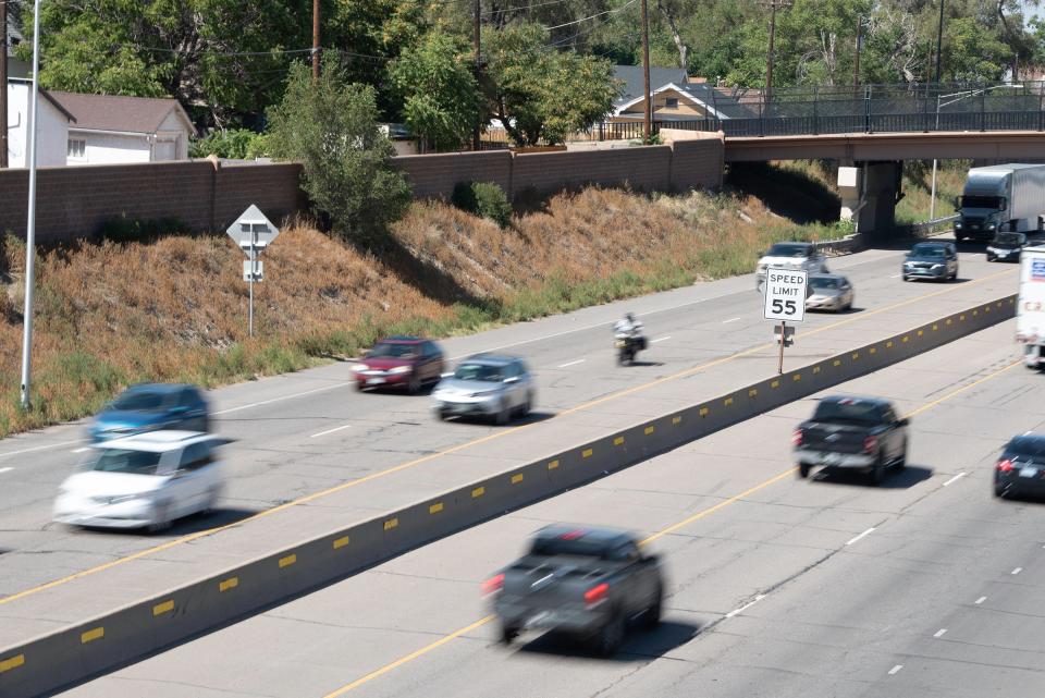 The Pueblo Police Department is seeking city council's approval for funding to open a real-time crime center, which would include technology such as gunshot monitoring systems, city-operated surveillance systems and license plate monitors. Pictured are cars traveling on Interstate 25 through Pueblo on Sept. 6, 2023.