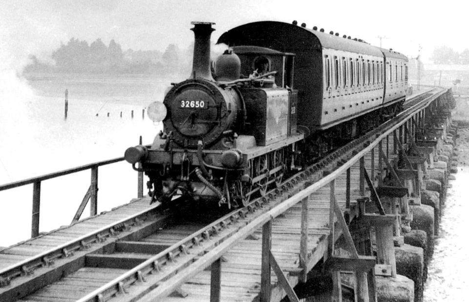 Sent in by David Taylor of Bedhampton, we see the train heading south over Langstone Bridge.
It was said at the time that the state of the wooden bridge was the reason the line was closed on 4 November 1963. (Photo: The News archive)