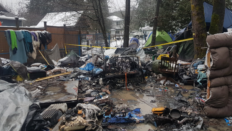 Tent fire a wake-up call for residents of Maple Ridge, B.C., homeless camp