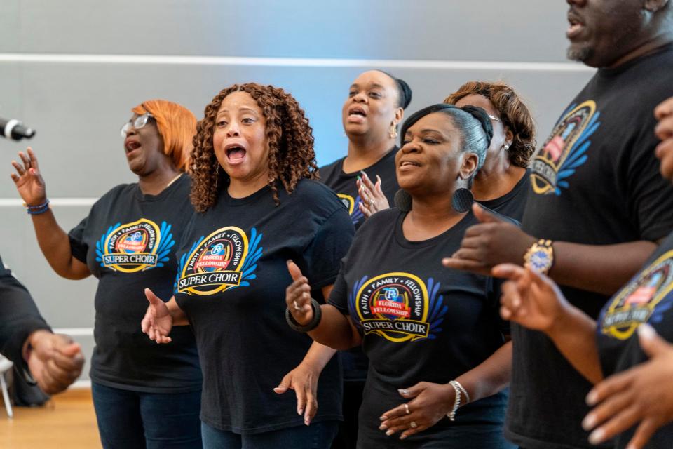 The Florida Fellowship Super Choir performs during Juneteenth Community Day at the Norton Museum of Art in West Palm Beach on Saturday.