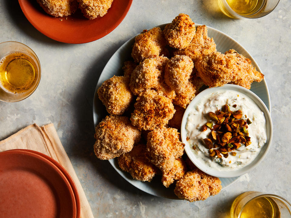 Crispy Cauliflower Bites with Herbed Yogurt Dip