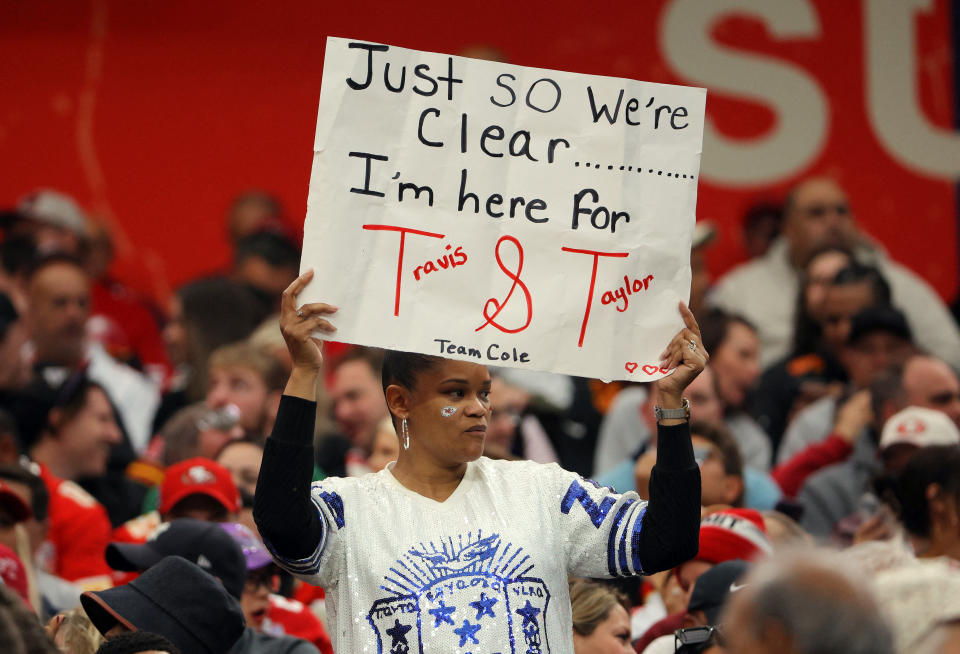 One Super Bowl fan said they were at the game for Taylor Swift and Travis Kelce. (Reuters)