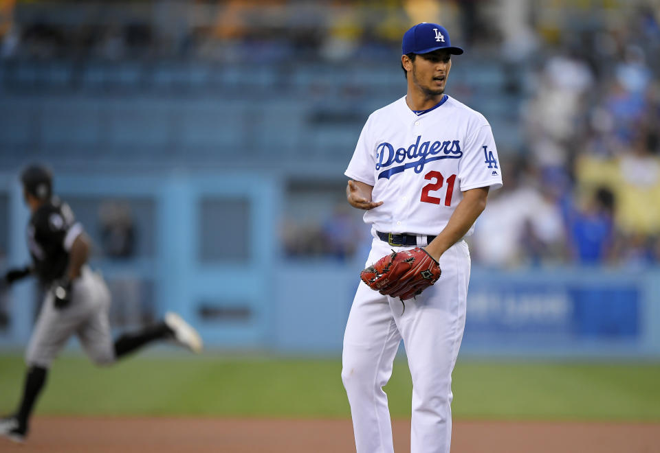 Yu Darvish allowed three home runs in his first home start at Dodger Stadium. (AP)