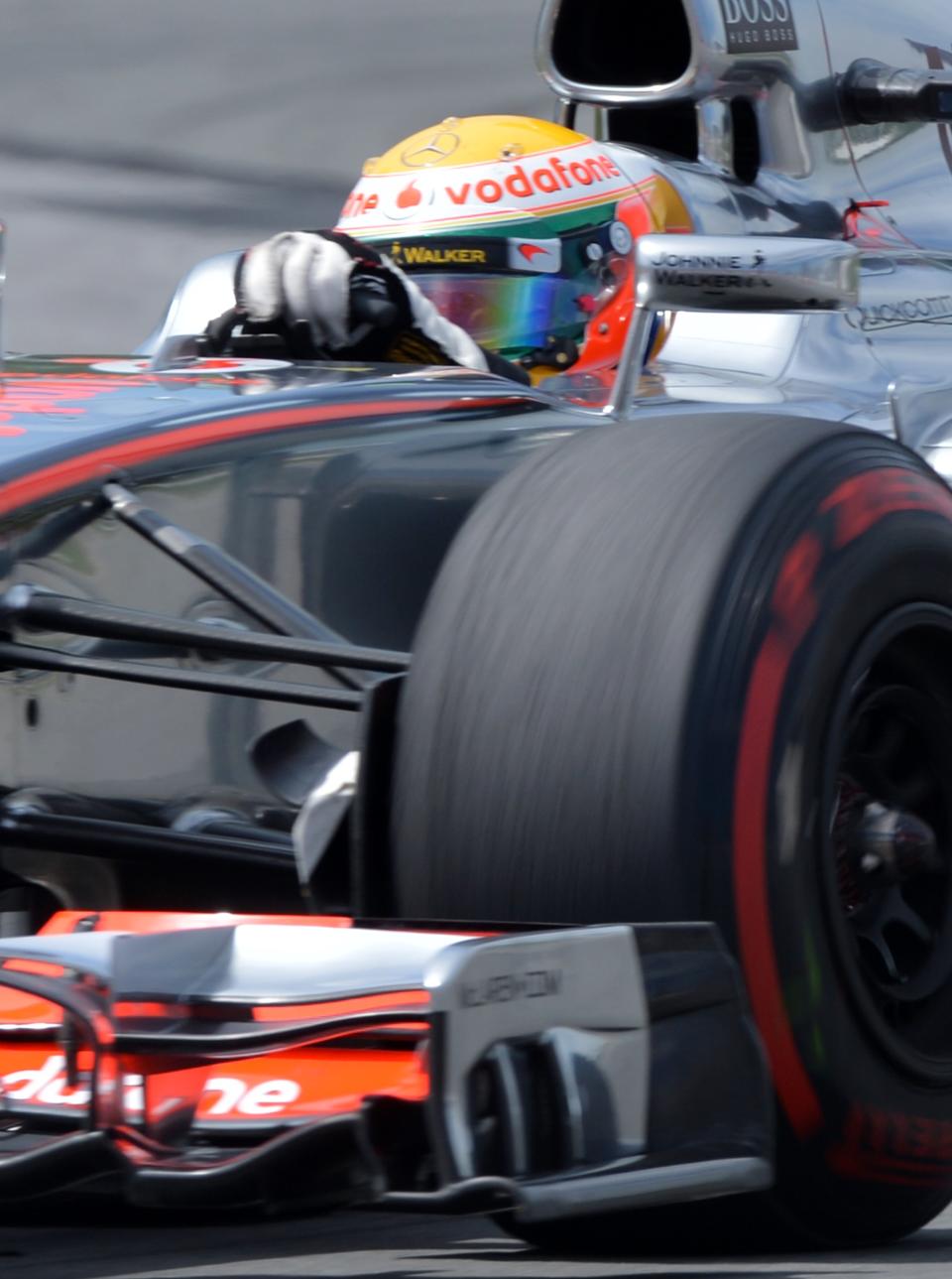 McLaren Mercedes driver Lewis Hamilton of Britain races during the Canadian Formula One Grand Prix on June 10, 2012 at the Circuit Gilles Villeneuve in Montreal. AFP PHOTO/Stan HONDASTAN HONDA/AFP/GettyImages