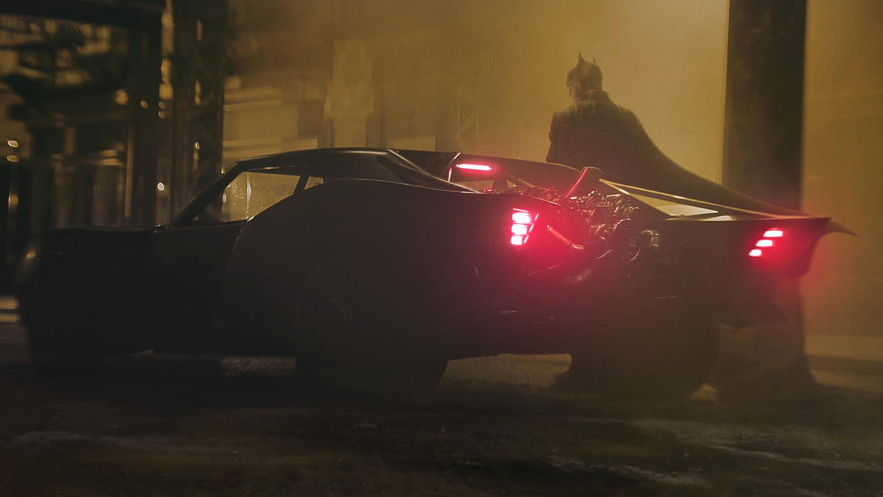 Robert Pattinson and his Batmobile from 'The Batman'. (Credit: Matt Reeves/Twitter)