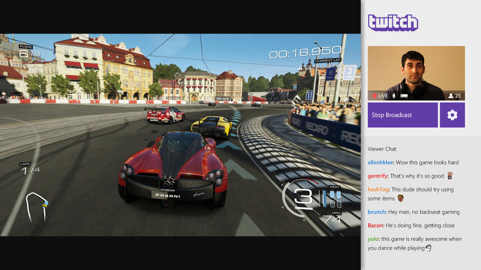 This image provided by Microsoft/Twitch, shows a screenshot of a video game being broadcast from the updated Twitch app for Xbox One. The popular video gamebroadcasting service Twitch is bringing a slew of fresh features to Microsoft's newest console. An update next month will add the ability to live stream video games, join in on games with broadcasters, initiate game broadcasts with voice commands, archive game clips and watch Twitch streams broadcast from any device, including the PS4. (AP Photo/Microsoft/Twitch)