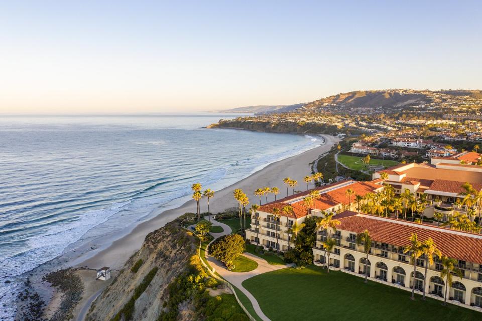 View of The Ritz-Carlton, Laguna Niguel on the cliff over the beach