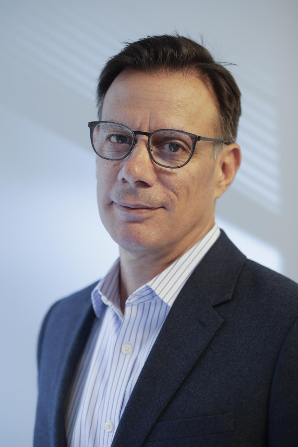 In this Nov. 6, 2019, photo Brian Marcotte, CEO of the National Business Group on Health, poses for a photo in Washington. Marcotte spoke recently with The Associated Press about the latest challenges in health benefits. (AP Photo/Pablo Martinez Monsivais)