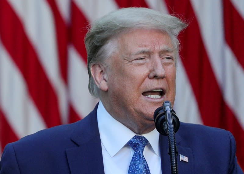 FILE PHOTO: U.S. President Trump delivers statement on protests over racial inequality at the White House in Washington