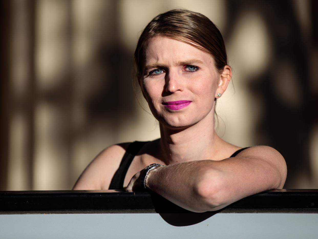 LONDON, ENGLAND - OCTOBER 01: Former American soldier and whistleblower Chelsea Manning poses during a photo call outside the Institute Of Contemporary Arts (ICA) ahead of a Q&A event on October 1, 2018 in London, England. In 2010 Manning was convicted of leaking secret US documents and served seven years in military prison before being released. (Photo by Jack Taylor/Getty Images)