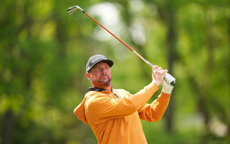 Michael Block of the Corebridge Financial PGA Team hits his tee shot on the third hole during the second round of the PGA Championship at Oak Hill Country Club on Friday, May 19, 2023 in Rochester, New York - Getty Images/Darren Carroll