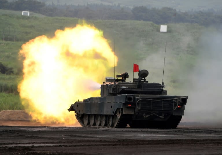 Around 2,400 soldiers, as well as tanks, field guns and helicopters were deployed at training grounds in the foothills of the iconic mountain, about 80 kilometres (50 miles) west of Tokyo