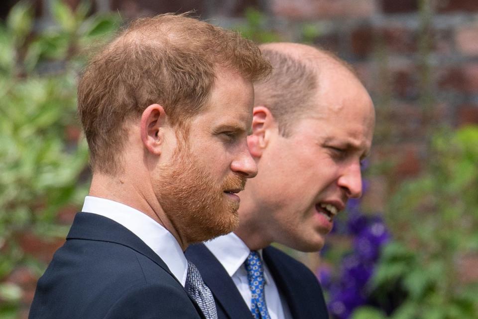 The Duke of Cambridge and the Duke of Sussex are not understood to be in contact with each other (PA) (PA Archive)
