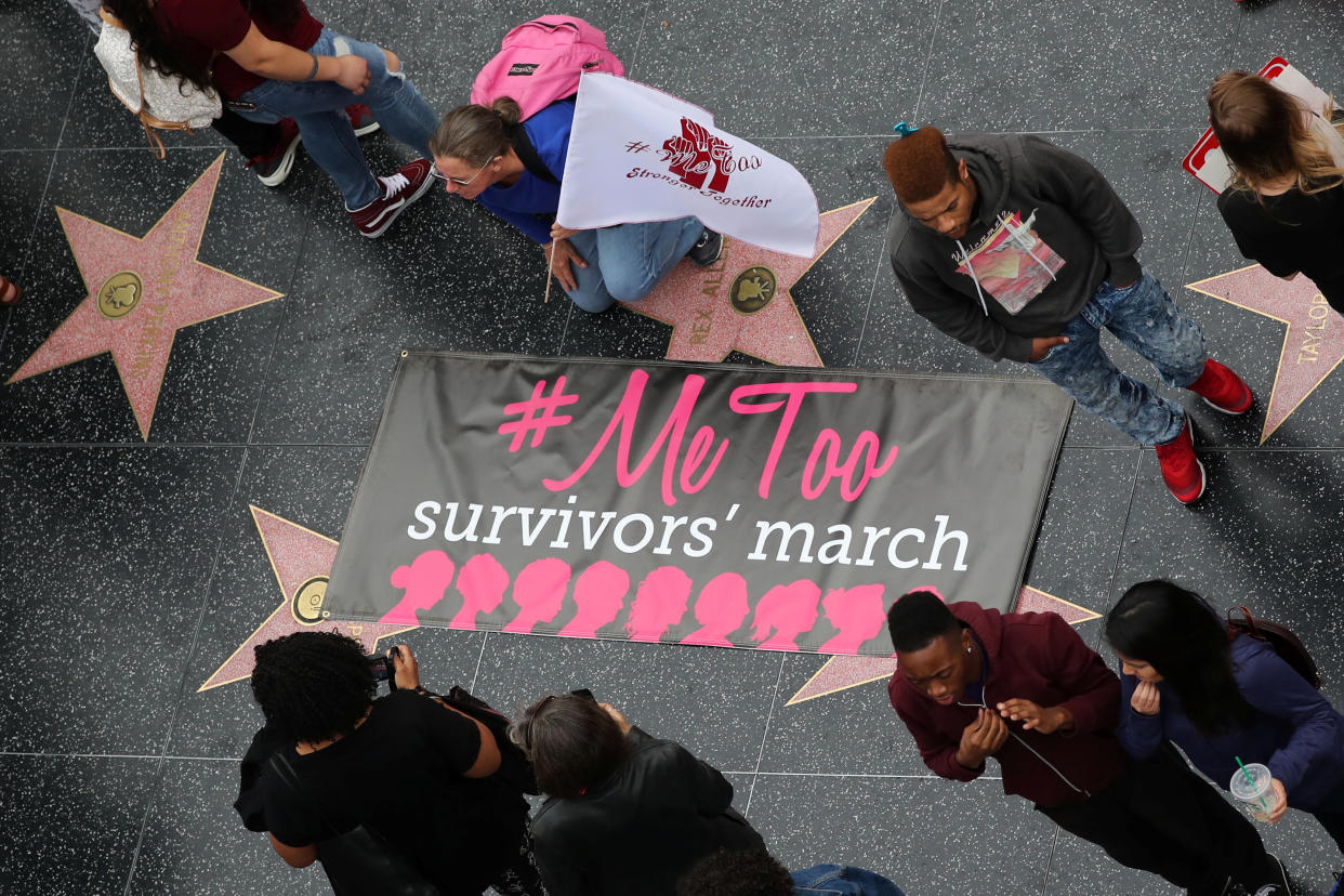 Women take part in a #MeToo protest march in Los Angeles. (Photo: Lucy Nicholson / Reuters)