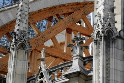 Beams are being installed to prevent arches damaged by the blaze from collapsing