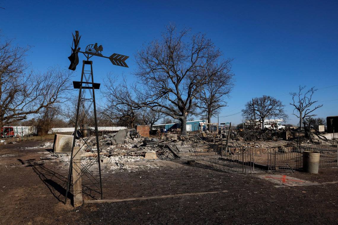 The destruction left behind after the Eastland Complex fire March 17 in Carbon, Texas.