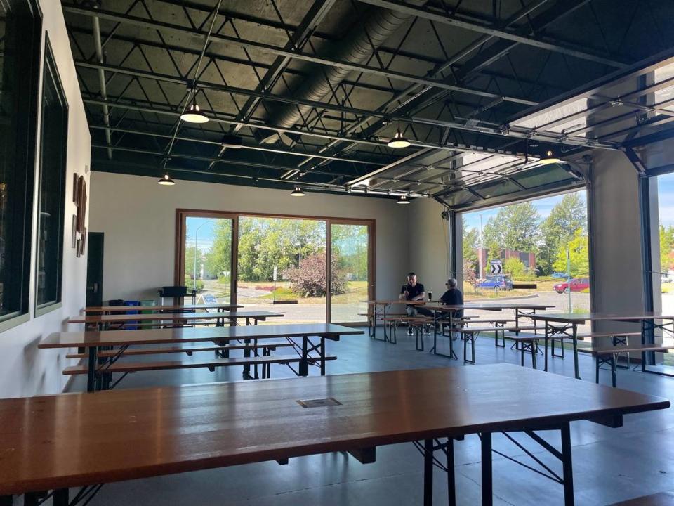 The beer hall of Larrabee Lager Company in Bellingham, Wash. on Aug. 2, 2023.