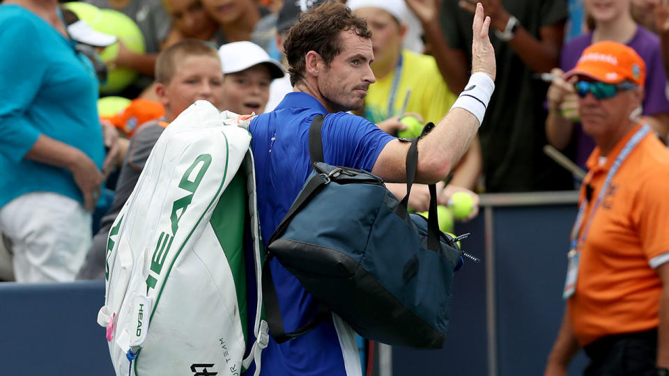 Andy Murray leaves the court after losing to Richard Gasquet in Cincinnati. (Photo by Rob Carr/Getty Images)