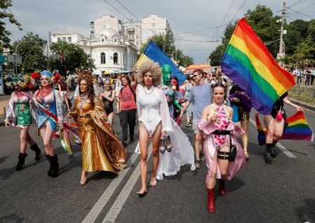 Participants take part at the Equality March, organized by the LGBT community in Kiev