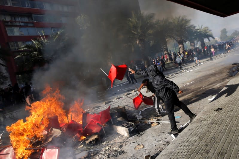 Protest against Chile's state economic model in Santiago