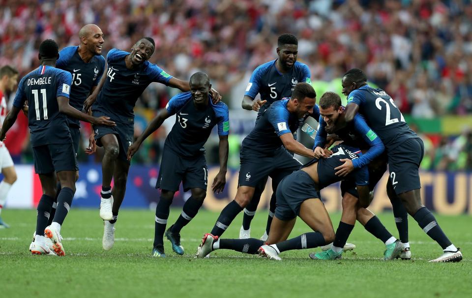 <p>Pure joy as France celebrate winning the World Cup (Photo by Clive Rose/Getty Images) </p>