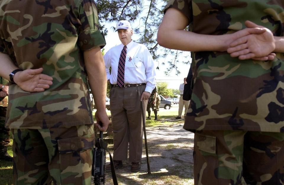 Republican Congressman Robin Hayes of North Carolina during a visit to Fort Bragg in 2001. The state’s Democratic lawmakers that year revised his election district — they changed the boundaries to put in more Democrat-favoring households into his territory — to try to make it harder for him to win his future elections. They were not able to beat him until the 2008 election.