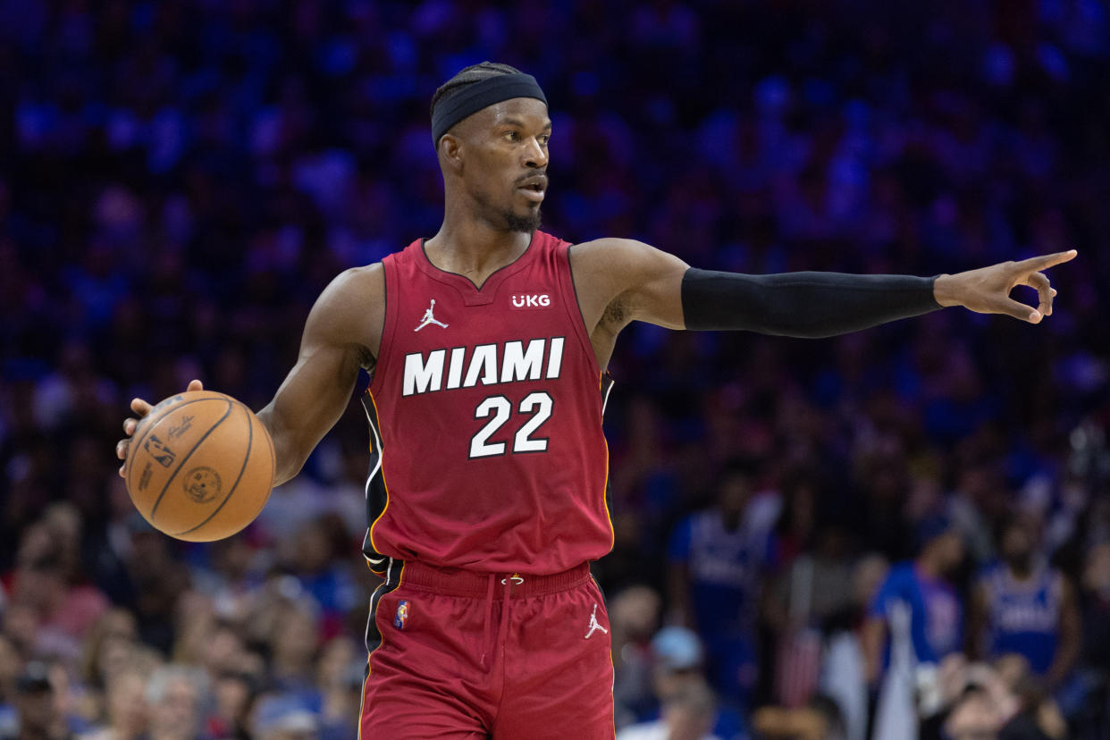Miami Heat forward Jimmy Butler is averaging 28.7 points per game in the 2022 NBA playoffs. (Bill Streicher/USA TODAY Sports)