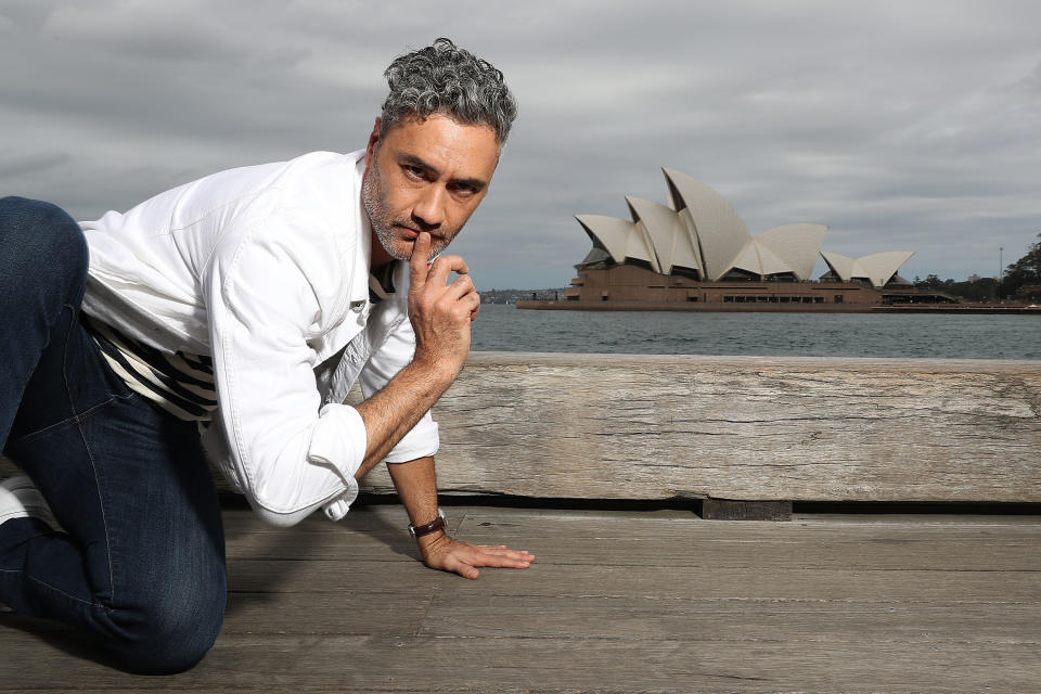 Taika Waititi poses in front of the iconic Sydney Opera House, he is in town to promote his new film Thor: Ragnarok.