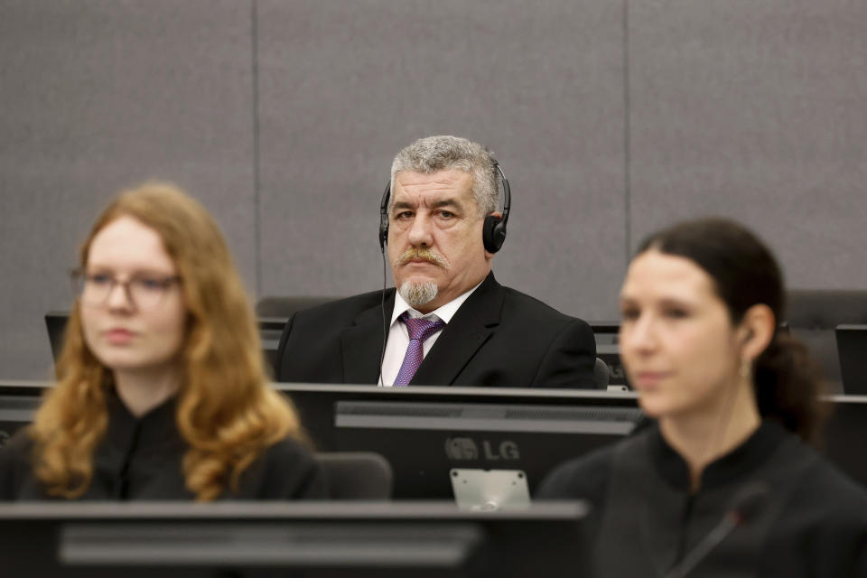 Former Kosovo Liberation Army (KLA ) member Pjeter Shala attends his trial at the Kosovo Tribunal in The Hague, Netherlands, Tuesaday, Feb. 21, 2023. (Piroschka van de Wouw/Pool photo via AP)