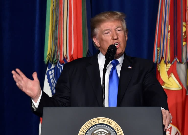 US President Donald Trump delivers his address on Afghanistan