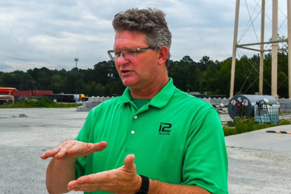 Mike Bennett, proprietor of i2recycle, talks about the recycling business on July 12, 2024 at his facility located in Hardeeville Industrial Park in Hardeeville, S.C. i2recycle was awarded contracts for the Town of Hilton Head Island beach trash, and more recently Beaufort County’s Convenience Centers.