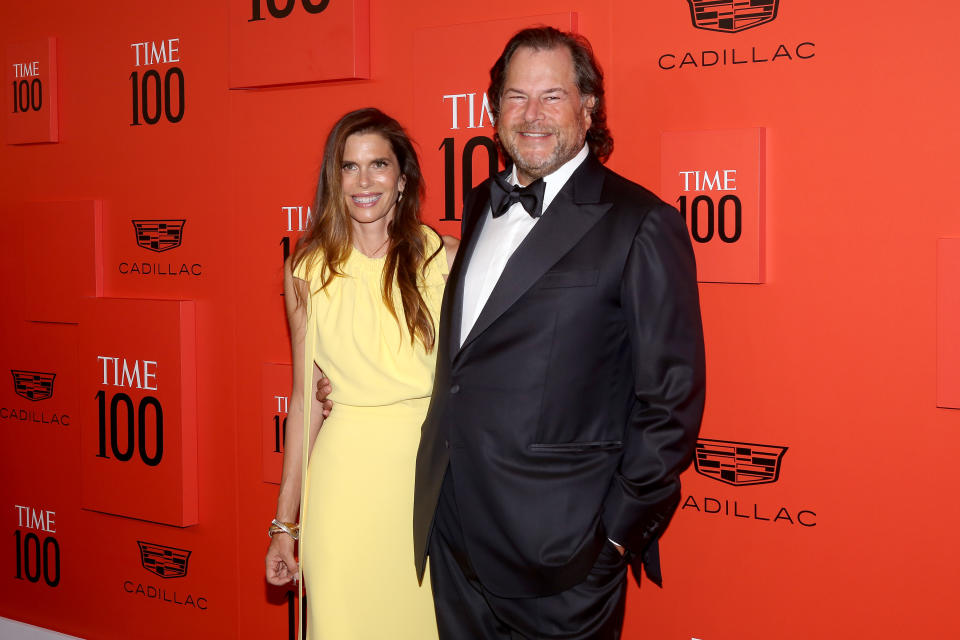 NEW YORK, NEW YORK - JUNE 08: (L-R) Lynne Benioff and Marc Benioff attend the 2022 TIME100 Gala at Jazz at Lincoln Center on June 08, 2022 in New York City. (Photo by Udo Salters/Patrick McMullan via Getty Images)