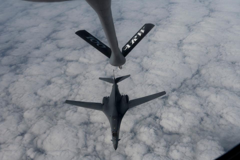 A U.S. Air Force B-1 Lancer from the 28th Bomb Wing, Ellsworth Air Force Base, S.D. took part in US airstrikes over Iraq and Syria on Feb. 2.