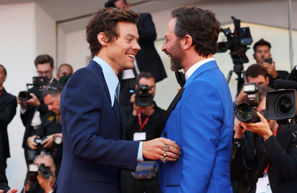 Harry Styles and Nick Kroll were in great spirits credit:Bang Showbiz