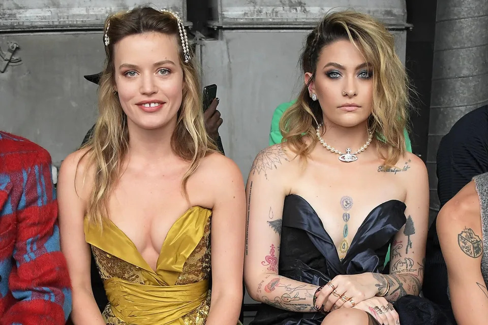 Georgia May Jagger and Paris Jackson attend the Vivienne Westwood show during Paris Fashion Week Womenswear Spring Summer 2022 on October 2, 2021 in Paris, France.