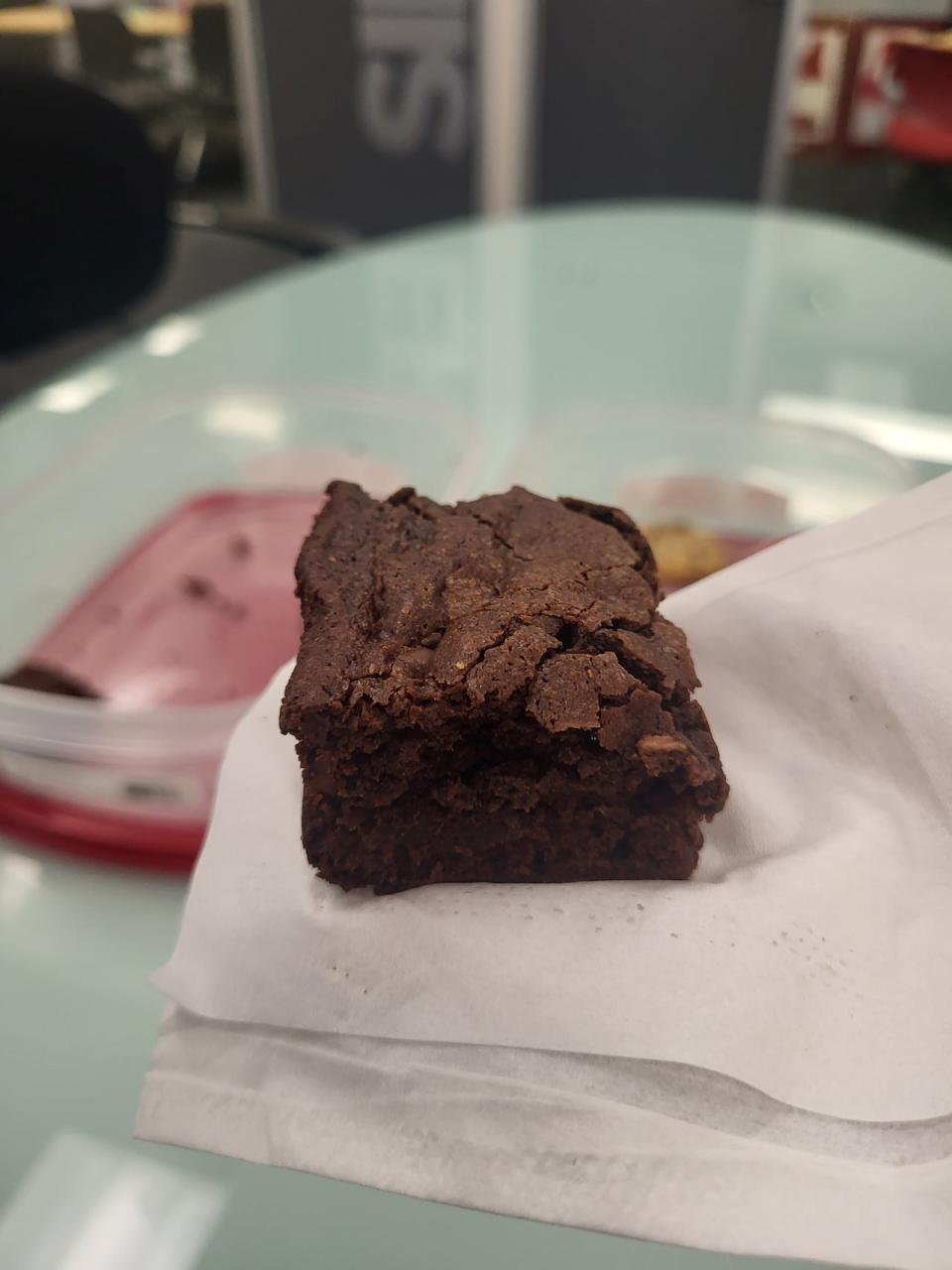 One of Kristine Perotta's delicious brownies. (Shireen Ahmed/CBC - image credit)