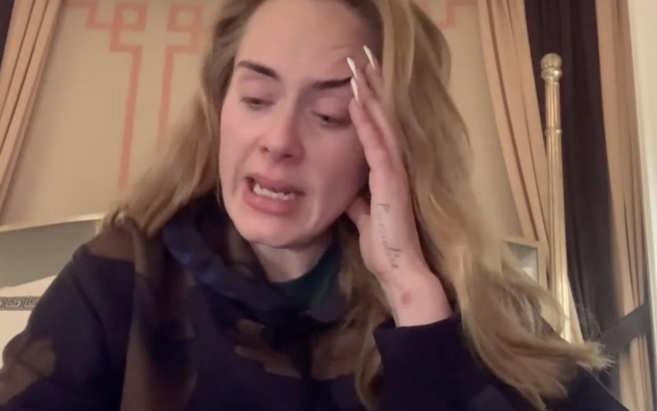 A teary Adele apologised to fans about the tour’s postponement via social media - @adele/Instagram