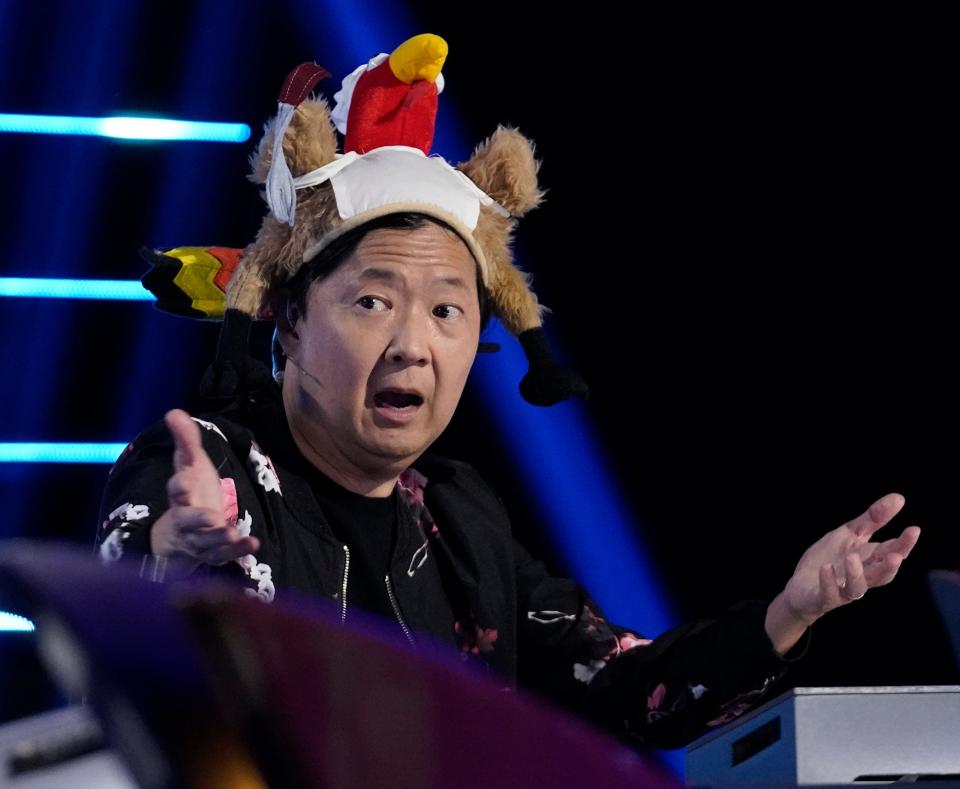 Ken Jeong, wearing festive headgear for a pre-Thanksgiving episode of "The Masked Singer," will bring his unique panelist style to the upcoming Fox spinoff, "The Masked Dancer."