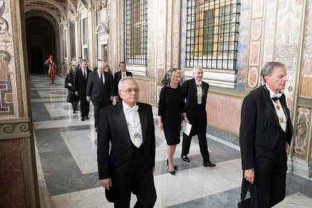 U.S. ambassador to the Vatican Callista Gingrich arrives to meet Pope Francis at the Vatican December 22, 2017. Osservatore Romano/Handout via Reuters