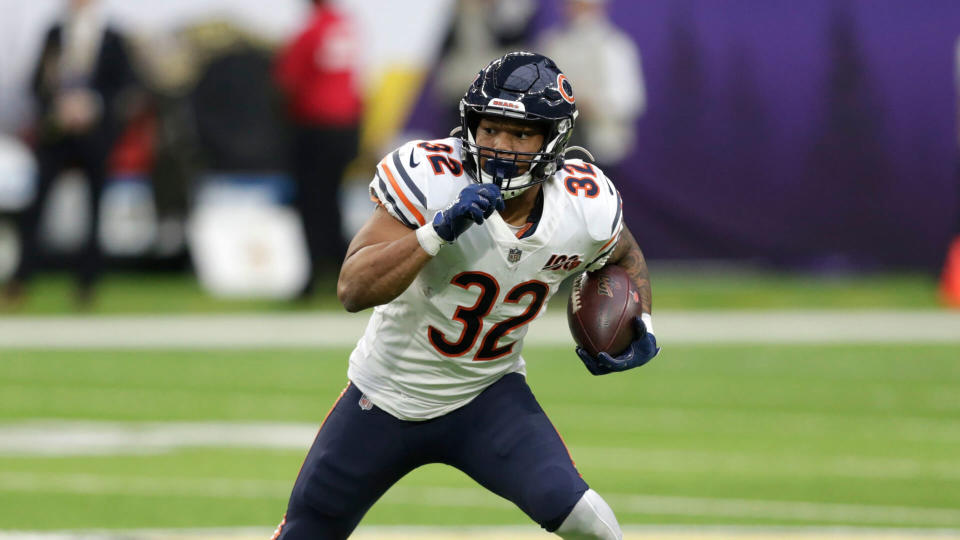 Mandatory Credit: Photo by Andy Clayton-King/AP/Shutterstock (10516678r)Chicago Bears running back David Montgomery runs up field during the second half of an NFL football game against the Minnesota Vikings, in MinneapolisBears Vikings Football, Minneapolis, USA - 29 Dec 2019.