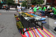 <p>Students from I.S. 117 Joseph H. Wade in the Bronx created this artwork on the social issue of mental health in Union Square Park, New York City on June 5, 2018. (Photo: Gordon Donovan/Yahoo News) </p>