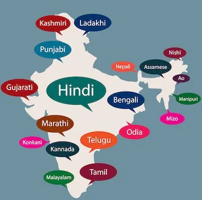 Different languages are predominantly spoken in different parts of India. <a href="https://www.gettyimages.com/detail/illustration/indian-map-with-official-languages-of-indian-royalty-free-illustration/1490281073?phrase=map+of+indian+languages&adppopup=true" rel="nofollow noopener" target="_blank" data-ylk="slk:Venkatesh Selvarajan/iStock via Getty Images;elm:context_link;itc:0" class="link ">Venkatesh Selvarajan/iStock via Getty Images</a>