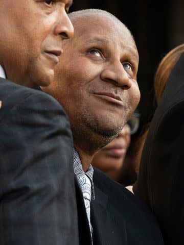 <p>Bill Pugliano/Getty</p> Clarence Franklin (center), son of soul music icon Aretha Franklin