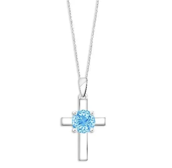 TAKA Jewellery Cross Blue Topaz Gemstone Pendant. (PHOTO: Lazada)