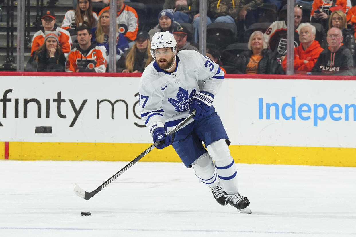 Timothy Liljegren #37 of the Toronto Maple Leafs 