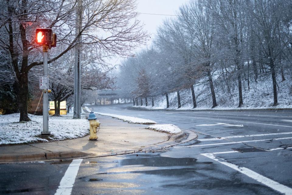 Snowfall in Asheville on January 3, 2022.